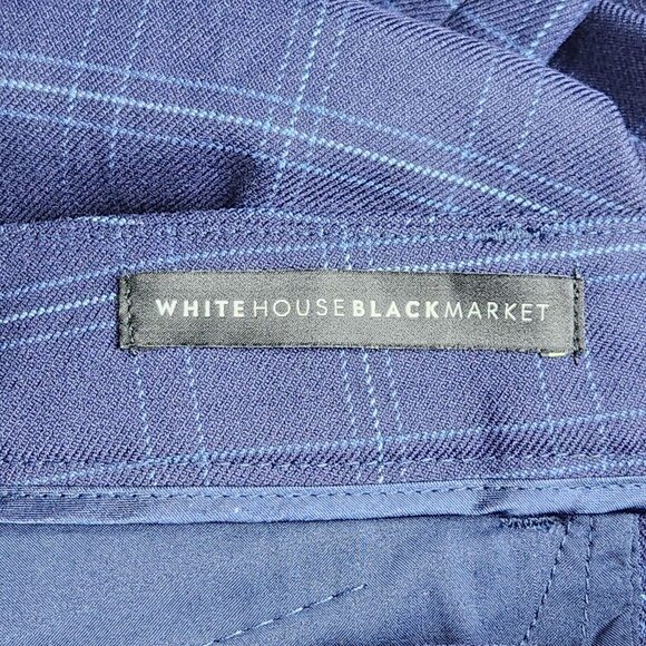 WHBM Pants Womens 00 Long Blue Plaid Curvy Slim Tapered Leg Ankle Trouser NEW - Picture 16 of 16